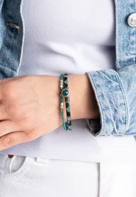 FIGL Bransoletka na magnes z koralikami i ze skóry naturalnej