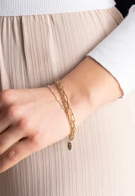 FIGL Elegancka bransoletka pozłacana na łańcuszku z białymi mikro koralikami