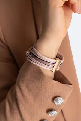 FIGL Elegancka bransoletka skórzana z metalowym wykończeniem