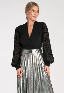 Body wieczorowe - Eleganckie body czarne - M1082 rozmiar S/M