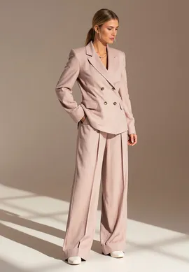 Elegancka marynarka damska - Marynarka dwurzędowa damska - M1085 Beżowa rozmiar S/M