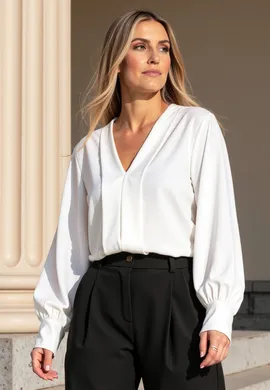 Koszula satynowa damska - Elegancka koszula damska - Biała koszula M1135 r. S/M