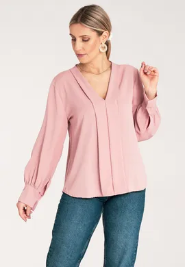 Koszula satynowa damska - Elegancka koszula damska - Różowa koszula M1135 r. S/M