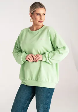 Luźna bluza damska - Bluza damska bez kaptura - Zielona bluza damska M1151 r. S/M