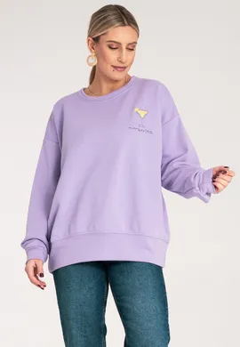 Bluza damska z haftem - Bluza damska bez kaptura - Fioletowa bluza damska M1152 r. S/M