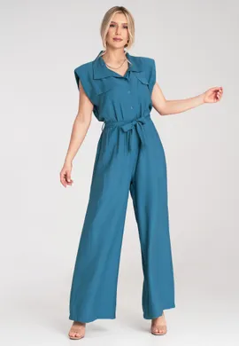 Elegancki kombinezon damski - Kombinezon damski wizytowy - Niebieski M1176 r. Uniwersalny