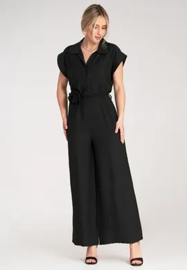 Kombinezon z szerokimi nogawkami - Kombinezon z krótkim rękawem - Beżowy M1177 r. Uniwersalny