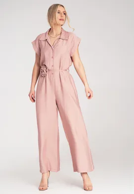 Kombinezon z szerokimi nogawkami - Kombinezon z krótkim rękawem - Różowy M1177 r. Uniwersalny