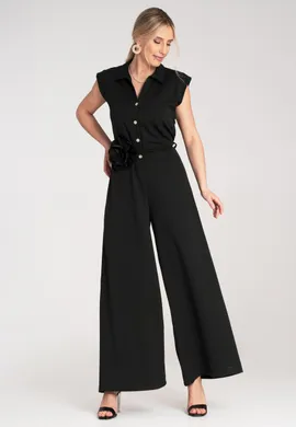 Kombinezon damski długi - Kombinezon damski letni długie spodnie - Czarny M1190 r. S/M