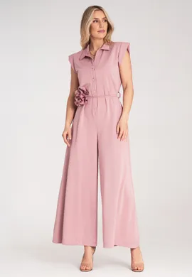 Kombinezon damski długi - Kombinezon damski letni długie spodnie - Różowy M1190 r. S/M