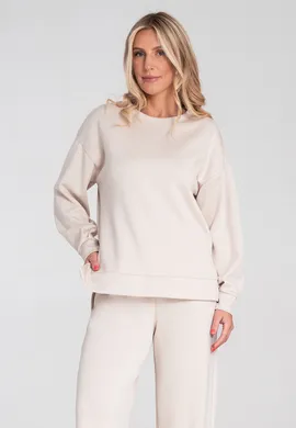 Bluza damska bez kaptura - Asymetryczna bluza damska - Beżowa M1203 r. S/M