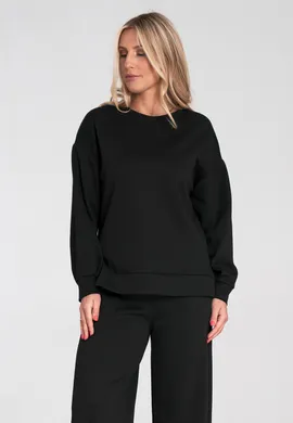 Bluza damska bez kaptura - Asymetryczna bluza damska - Czarna M1203 r. S/M