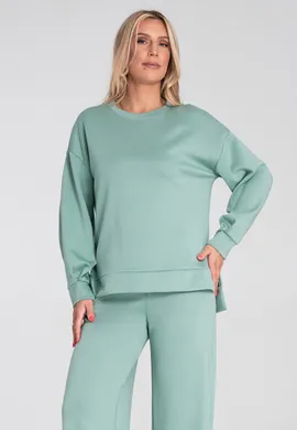 Bluza damska bez kaptura - Asymetryczna bluza damska - Miętowa M1203 r. L/XL