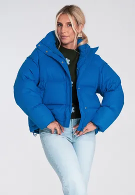 Kurtka puchowa damska - Kurtka zimowa oversize damska - Niebieska M1233 r. L