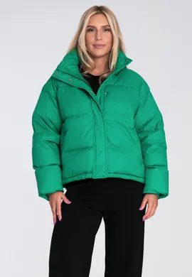 Kurtka puchowa damska - Kurtka zimowa oversize damska - Zielona M1233 r. S