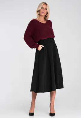 Elegancka spódnica na gumce - Spódnica z paskiem - Czarna M1234 r. M