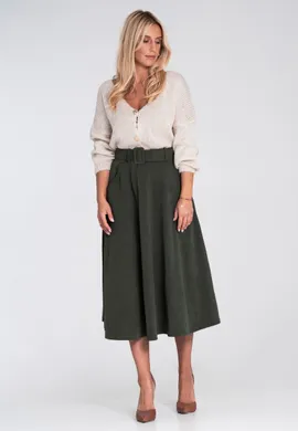 Elegancka spódnica na gumce - Spódnica z paskiem - Zielona M1234 r. M