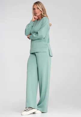 Elegancki dres damski - Komplet bluza i spodnie - Miętowy M1250 r. M