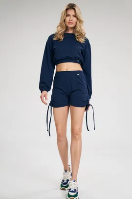 Krótkie spodenki bawełniane damskie - sportowe spodenki damskie granatowe M783 rozmiar XL